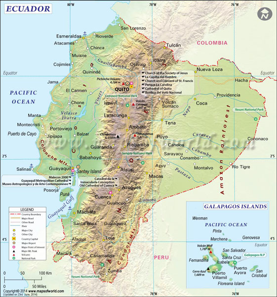 Ecuador-Physikalische Landkarte